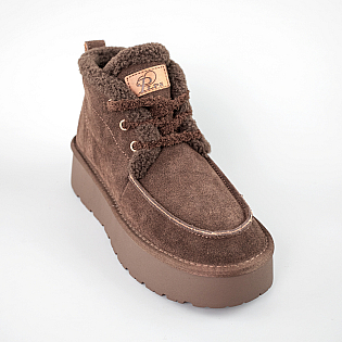 Угги жіночі замшеві високі хутро 593535 Коричневі фото 2