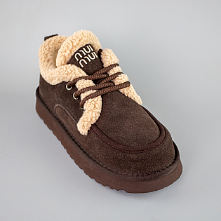 Кеди жіночі замшеві на хутрі 593496 Коричневі фото 2