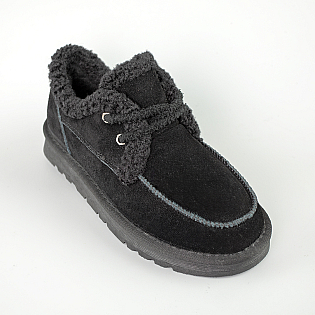 Кеди жіночі замшеві низькі на хутрі 593530 Чорні фото 2