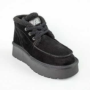 Угги жіночі замш хутро 593531 Чорні фото 2