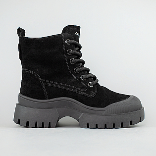 Черевики жіночі замш на хутрі 593562 Чорні фото 1