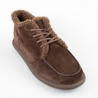 Угги жіночі замшеві низькі хутро 593544 Коричневі фото 2