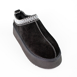 Угги жіночі замшеві низькі хутро 593598 Чорні фото 2