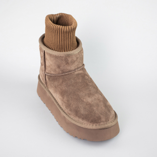 Угги жіночі хутро 593605 Коричневі фото 2