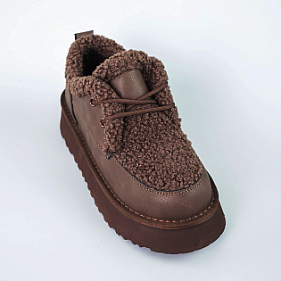 Угги жіночі шкіра низькі хутро 593599 Коричневі фото 2