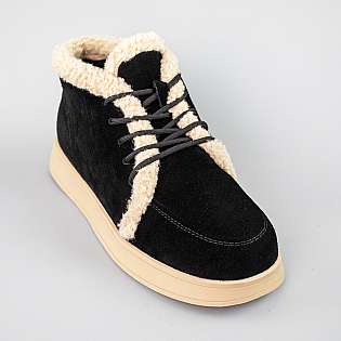 Черевики жіночі замшеві хутро 593543 Чорні фото 2