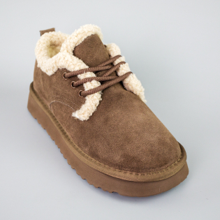 Кеди жіночі замшеві низькі на хутрі 593596 Коричневі фото 2