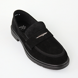 Лоферы женские замшевые 594098 Черные фото 2