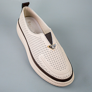 Мокасины женские с перфорацией 594304 Бежевые фото 2