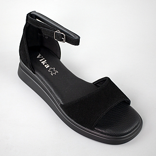 Сандали женские замш 594318 Черные фото 2