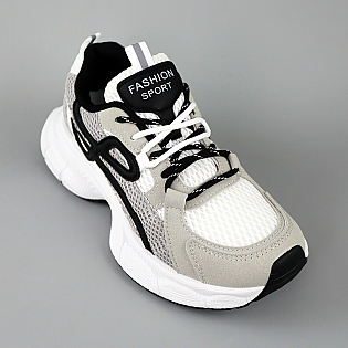 Кроссовки сетка эко замш 594599 Серые с белым фото 2