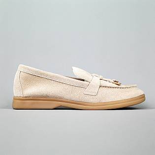 Лоферы женские замшевые с украшениями 594737 Пудра персик фото 1