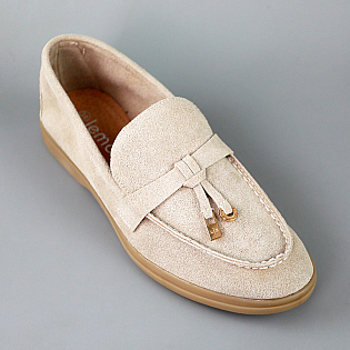 Лоферы женские замшевые с украшениями 594737 Пудра персик фото 2