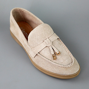 Лоферы женские замшевые с украшениями 594736 Бежевые фото 2