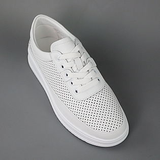 Кроссовки женские кожаные летние перфорация 594687 Белые фото 2