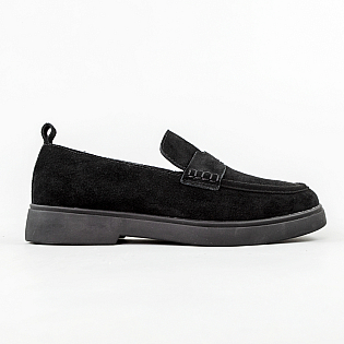 Лоферы женские замшевые 595054 Черные фото 1