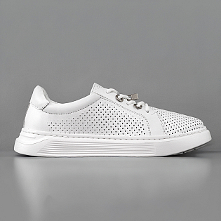 Кеды женские кожаные летние перфорация 594031 Белые фото 1