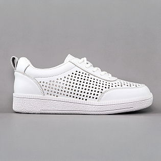 Кеды женские кожаные летние перфорация 595102 Белые фото 1