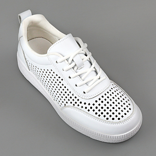 Кеды женские кожаные летние перфорация 595102 Белые фото 2