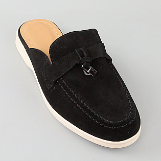 Шлепанцы мюли женские замша 594616 Черные фото 2