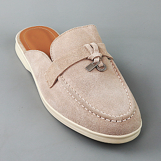 Шлепанцы мюли женские замша 594615 Бежевые фото 2