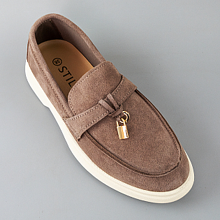 Лоферы женские замшевые 595238 Бежевые фото 2