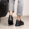 Кроссовки женские кожаные на осень 586457 Черные распродажа