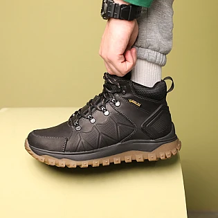 Ботинки кожаные с мехом 587666 Черные распродажа