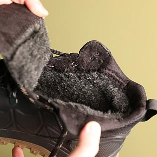 Ботинки кожаные с мехом 587666 Черные распродажа фото 2