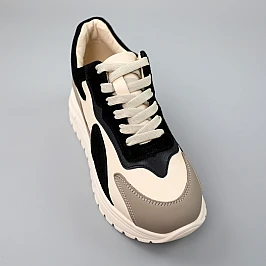 Кроссовки женские кожаные 588001 Бежевые фото 2