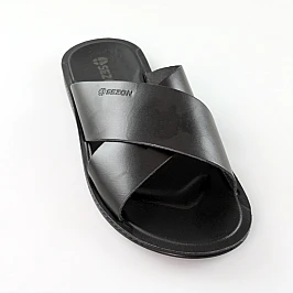 Шлепанцы мужские кожаные 589068 Черные фото 2