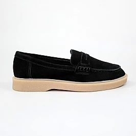 Лоферы женские замшевые осенние 589467 Черные фото 1