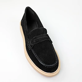 Лоферы женские замшевые осенние 589467 Черные фото 2