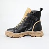Черевики жіночі шкіряні 589721 Чорні бежеві розпродаж