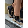 Черевики жіночі шкіряні 589721 Чорні бежеві розпродаж