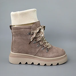 Черевики жіночі замшеві хутро 590443 Бежеві фото 1