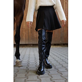 Ботфорты женские утепленные кожаные 590274 Черные фото 2