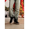 Кроссовки женские кожаные мех 590649 Черные