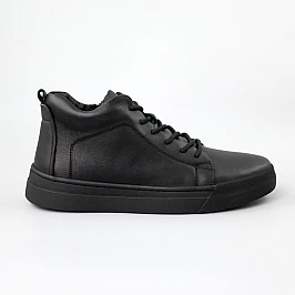 Кеды мужские кожаные байка 590553 Черные фото 1