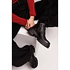 Ботинки женские кожаные мех 591098 Черные