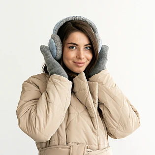 Меховые наушники женские 591058 Серые голубые фото 1