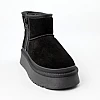 Угги женские замшевые мех 590942 Черные распродажа