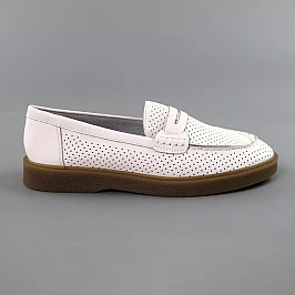 Лофери жіночі шкіра літні перфорація 591796 Білі фото 1