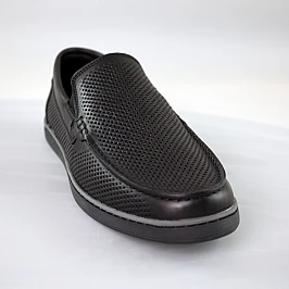 Лофери чоловічі шкіра перфорація 591540 Чорні розпродаж фото 2