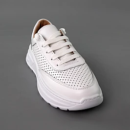 Кросівки жіночі літні перфорація шкіра 592095 Білі фото 2