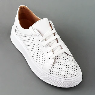 Кеди жіночі перфорація шкіра 592098 Білі фото 2