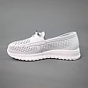 Лофери жіночі шкіра літні перфорація 592088 Білі