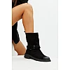 Ботинки женские замш байка 592943 Черные распродажа