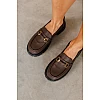 Лоферы женские кожаные 592960 Коричневые