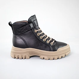 Ботинки женские кожа байка 592916 Черные фото 1